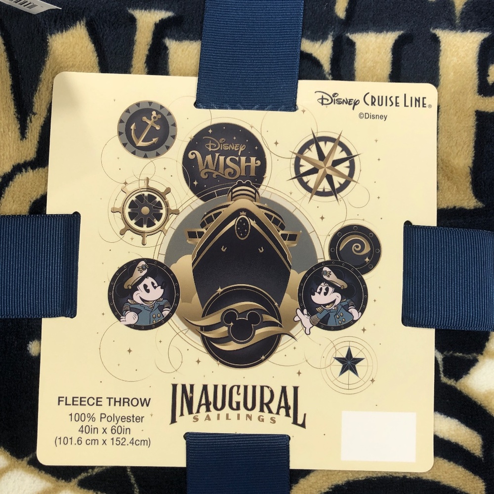 Disney WISH Cruise Line Inaugural Sailings Mickey Fleece Throw Blanket 40 X 60 - Picture 2 of 2